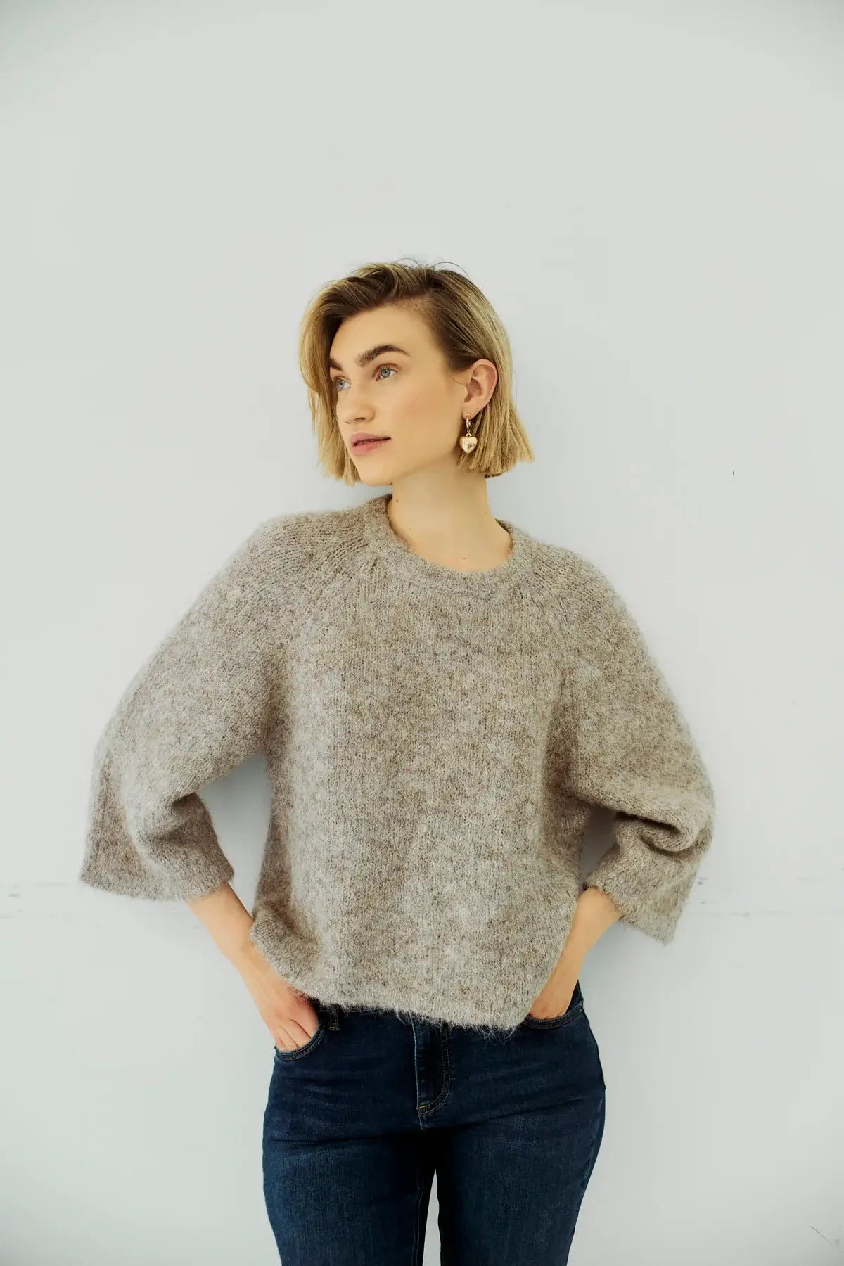 Freequent Lulu strik - taupe melange