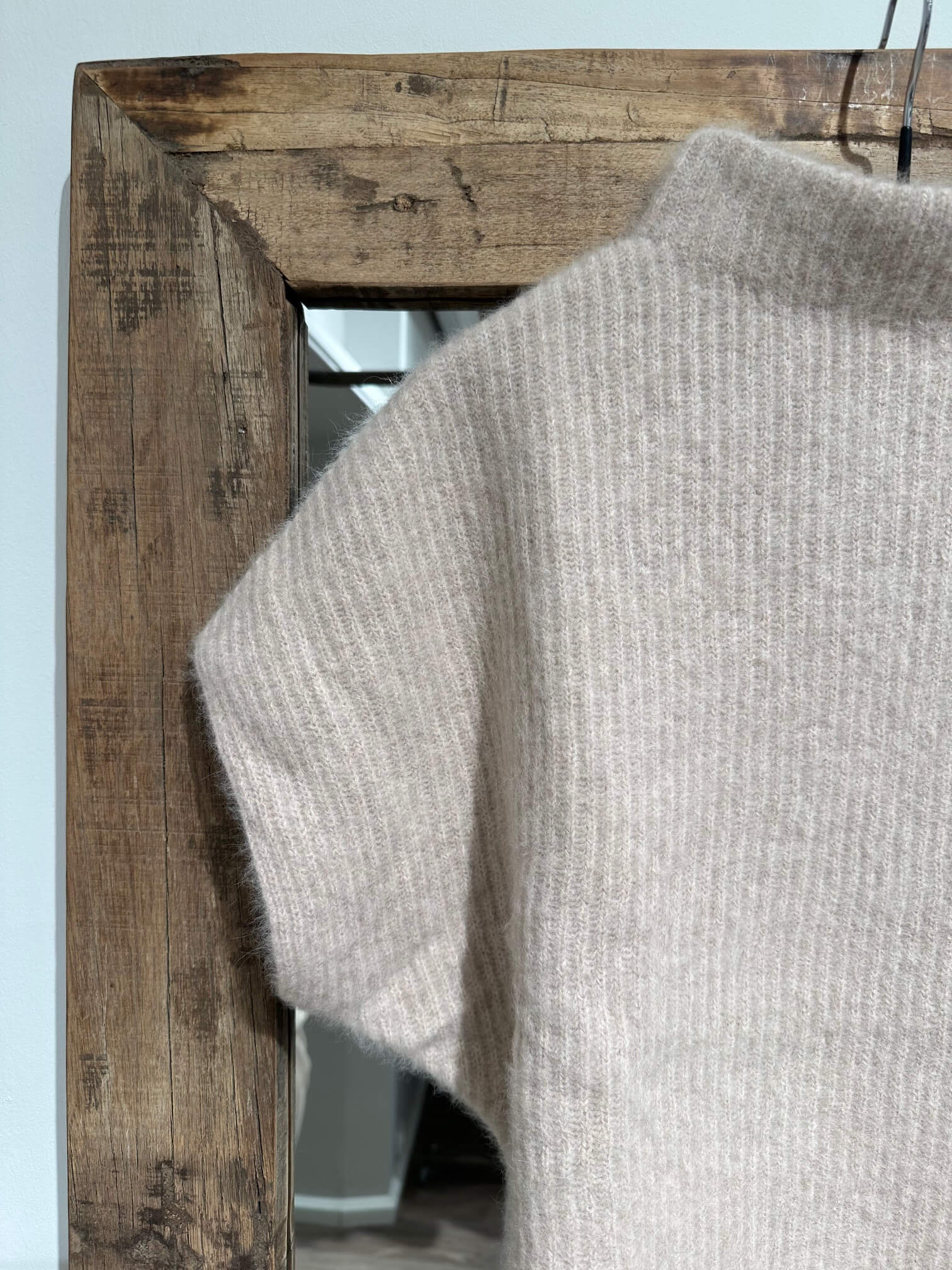 Butterfly CPH cashmere & raccoon kortærmet strik - lys beige