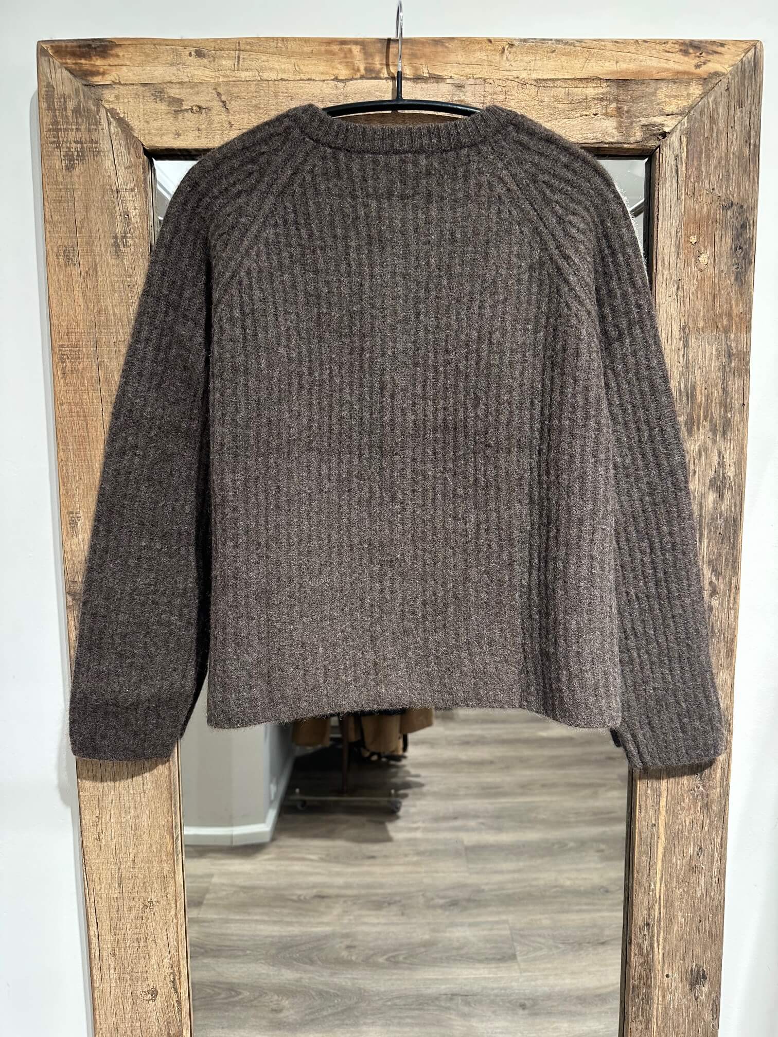 Mansted Zaha 100% yak uld strikcardigan - mushroom
