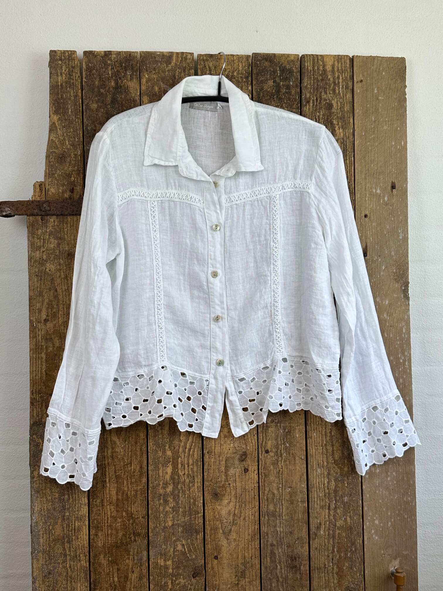 Delux Skagen hørjakke m. blonde - hvid