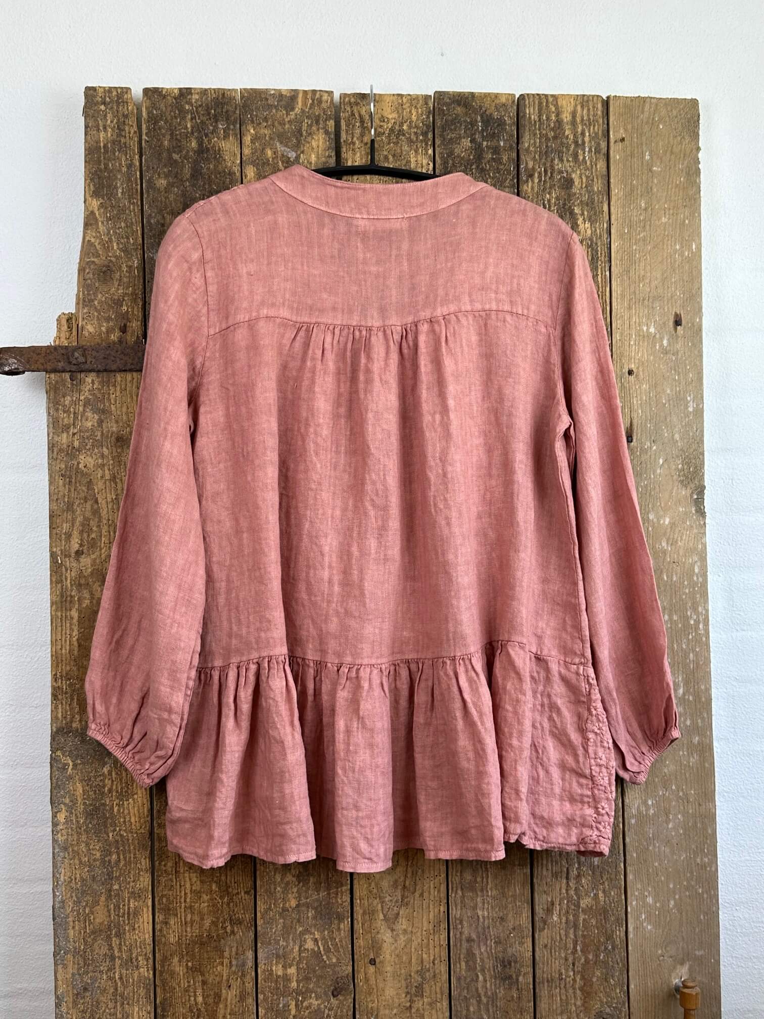 Delux Skagen hørskjorte m. broderi - pepe rose