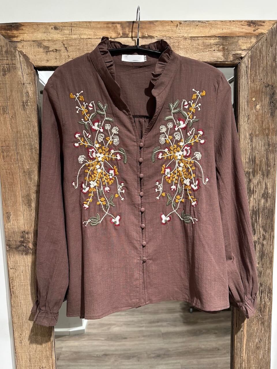 A taste of Fleurie broderet skjorte - brun