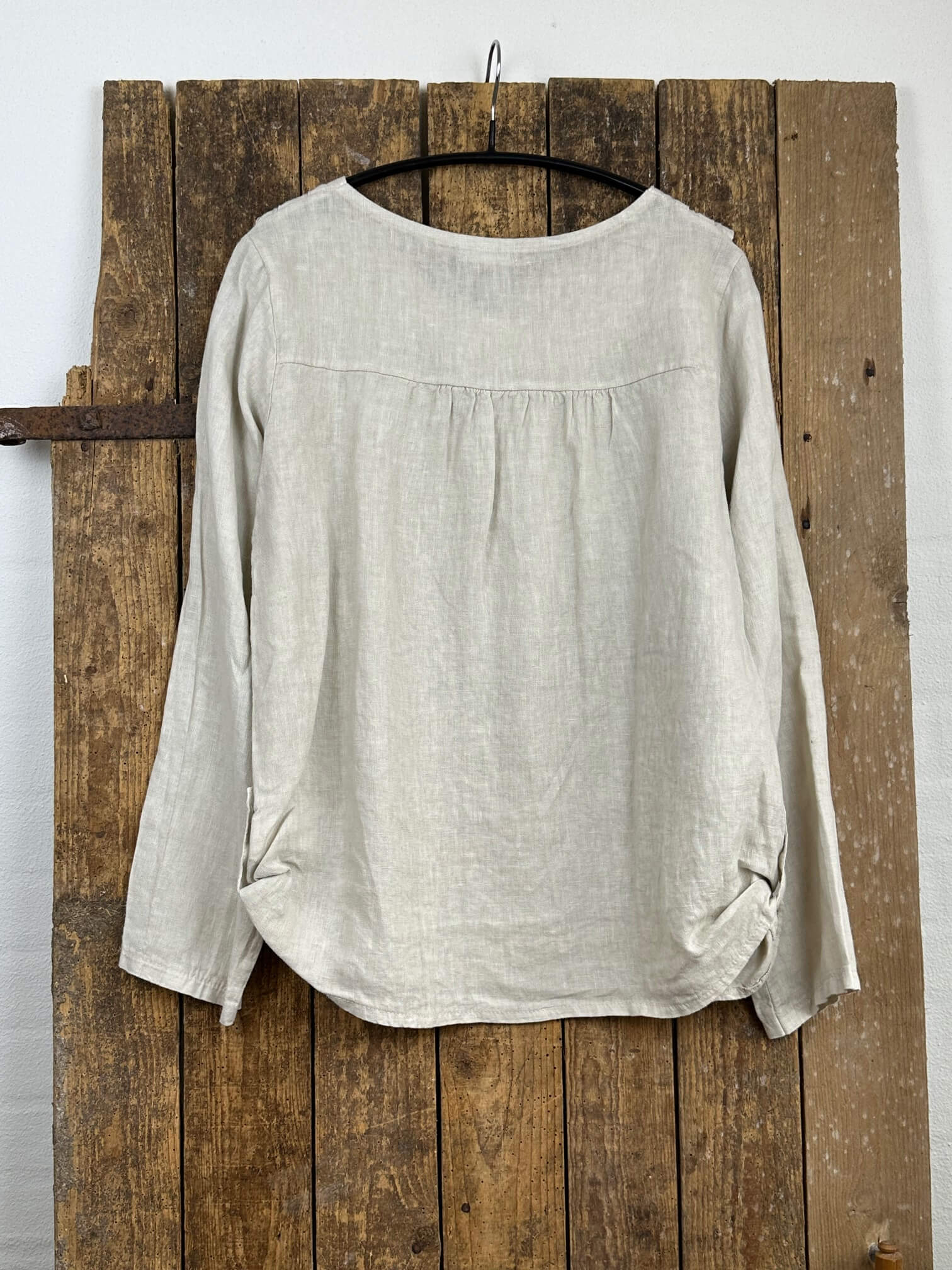 Delux Skagen bådhals hørbluse - sand