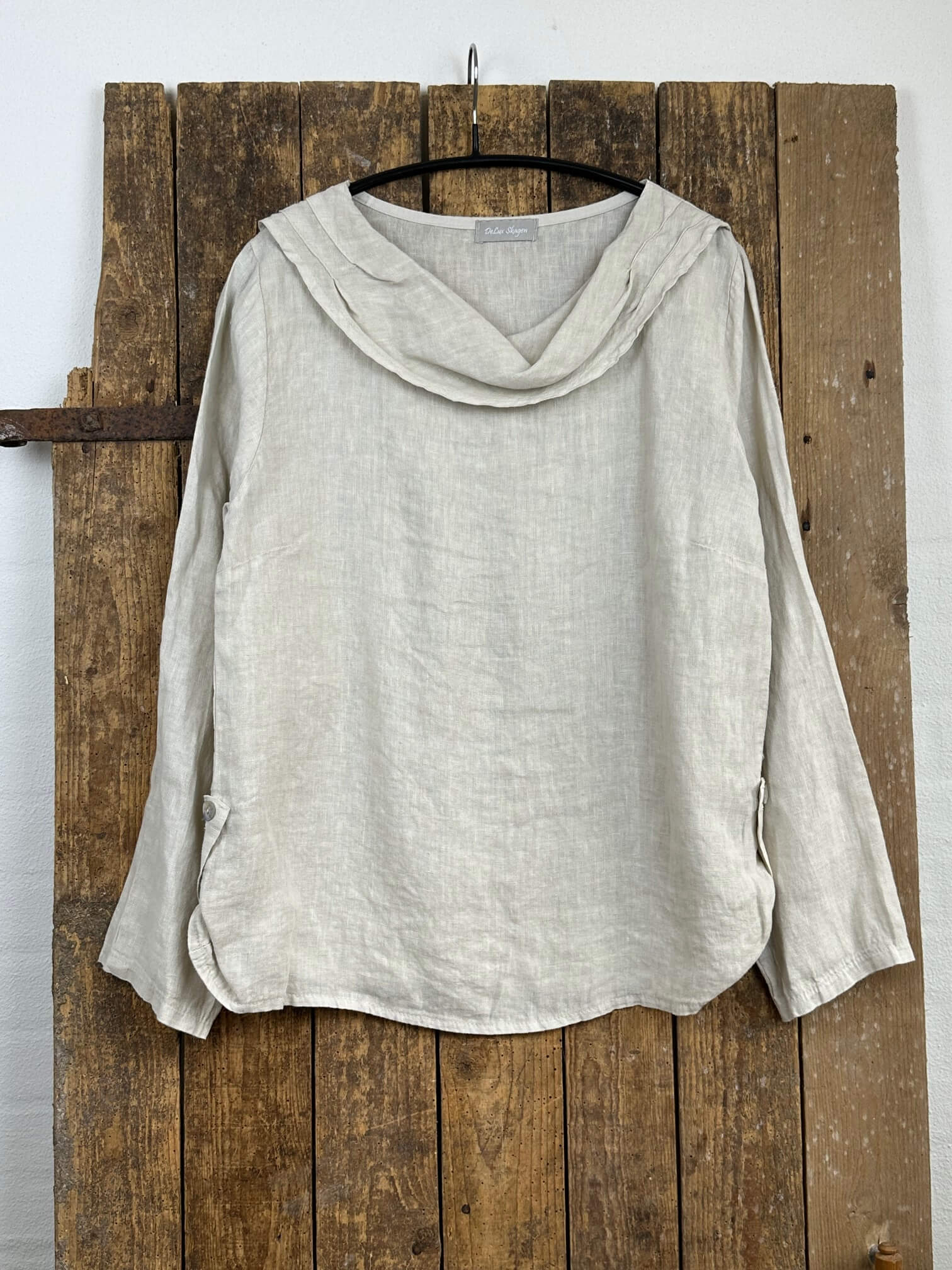 Delux Skagen bådhals hørbluse - sand