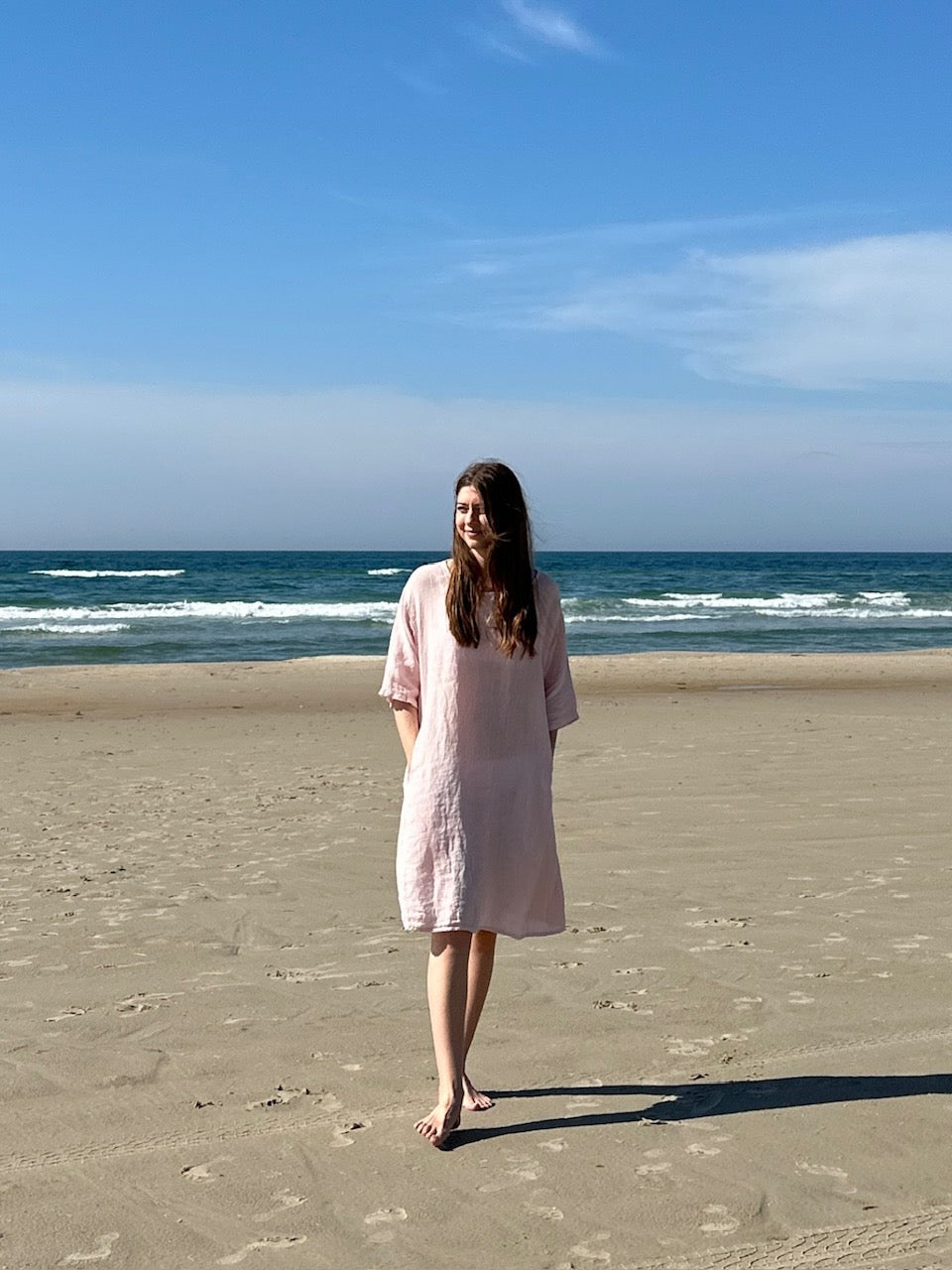 Delux Skagen hørtunika - rosa