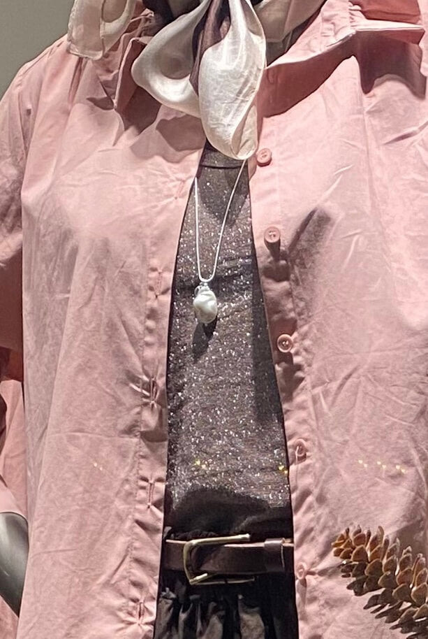 Lang halskæde ferskvandsperle forsølvning