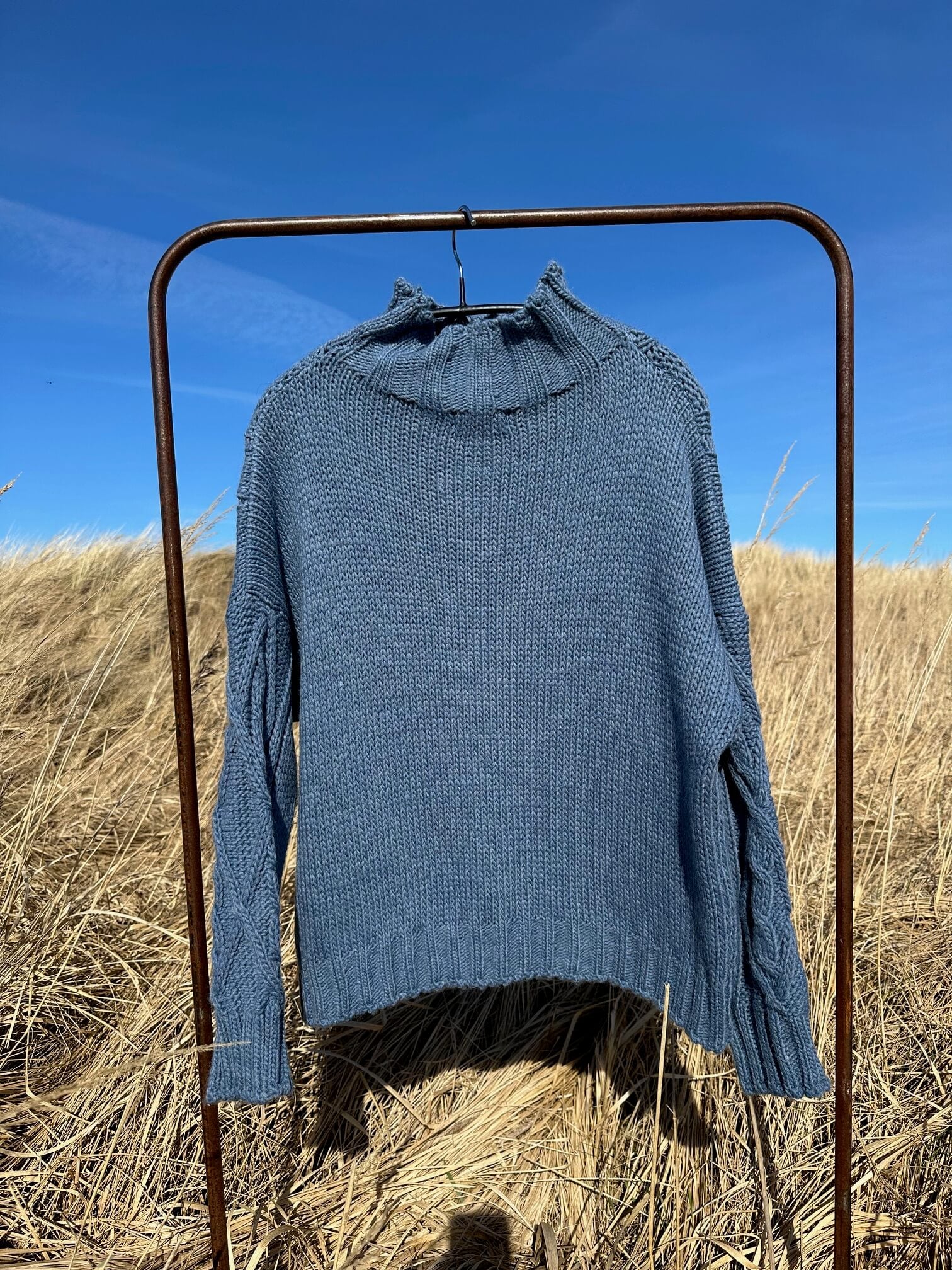 Delux Skagen kabelstrik - jeansblå