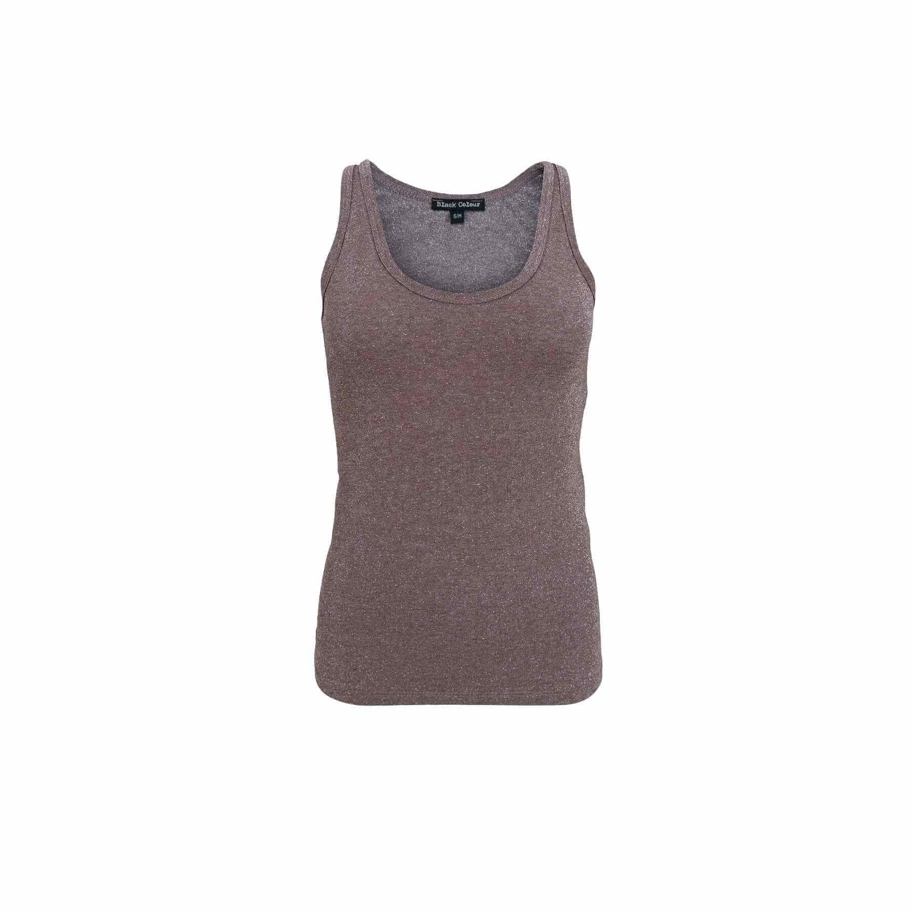 Black Colour Lurex glimmer top - taupe