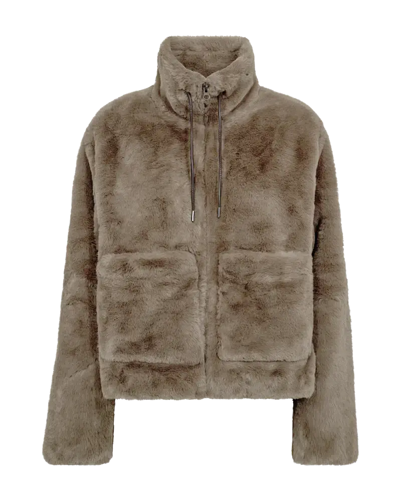 Freequent jakke faux fur - brun