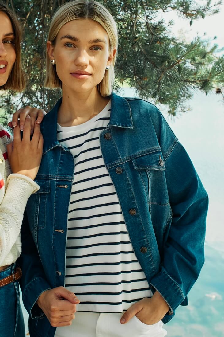 Freequent denimjakke - medium blue