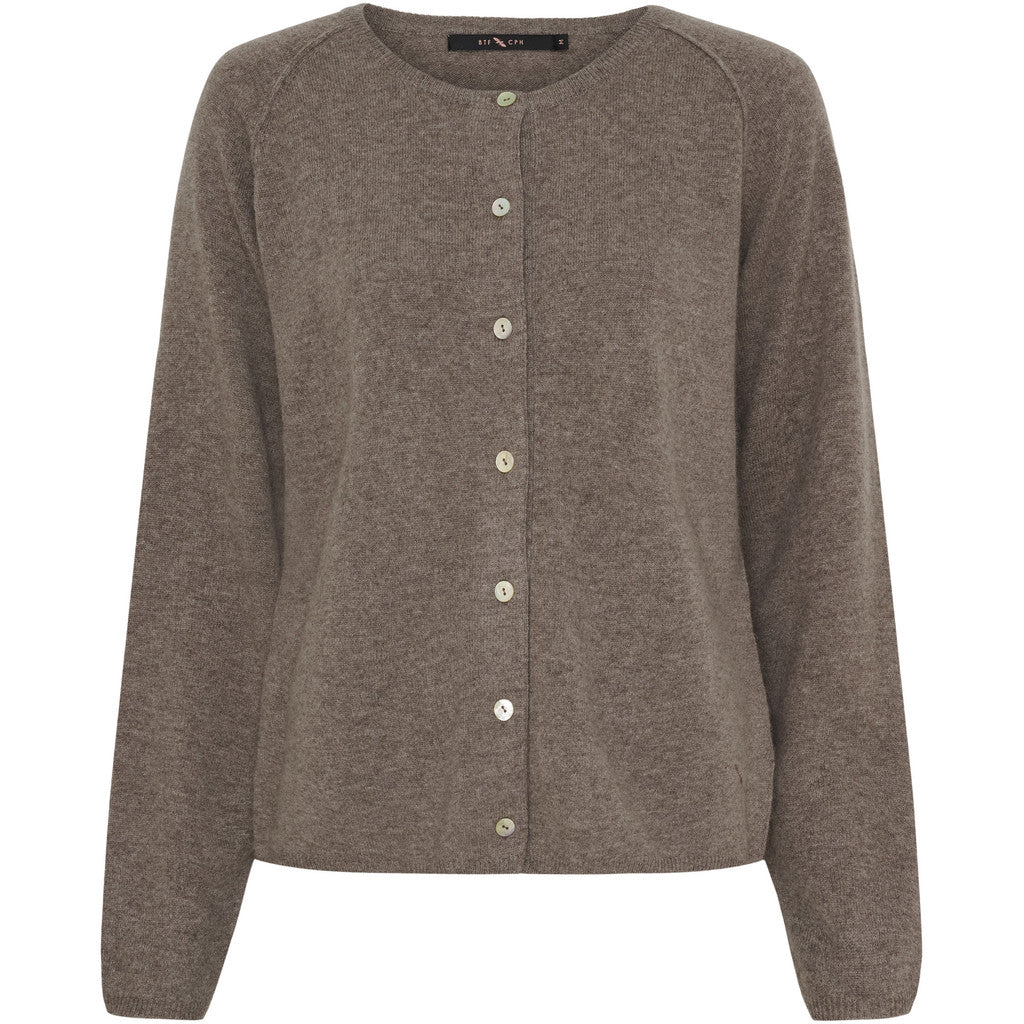 Butterfly CPH cashmere & marino strikcardigan - ash brown melange