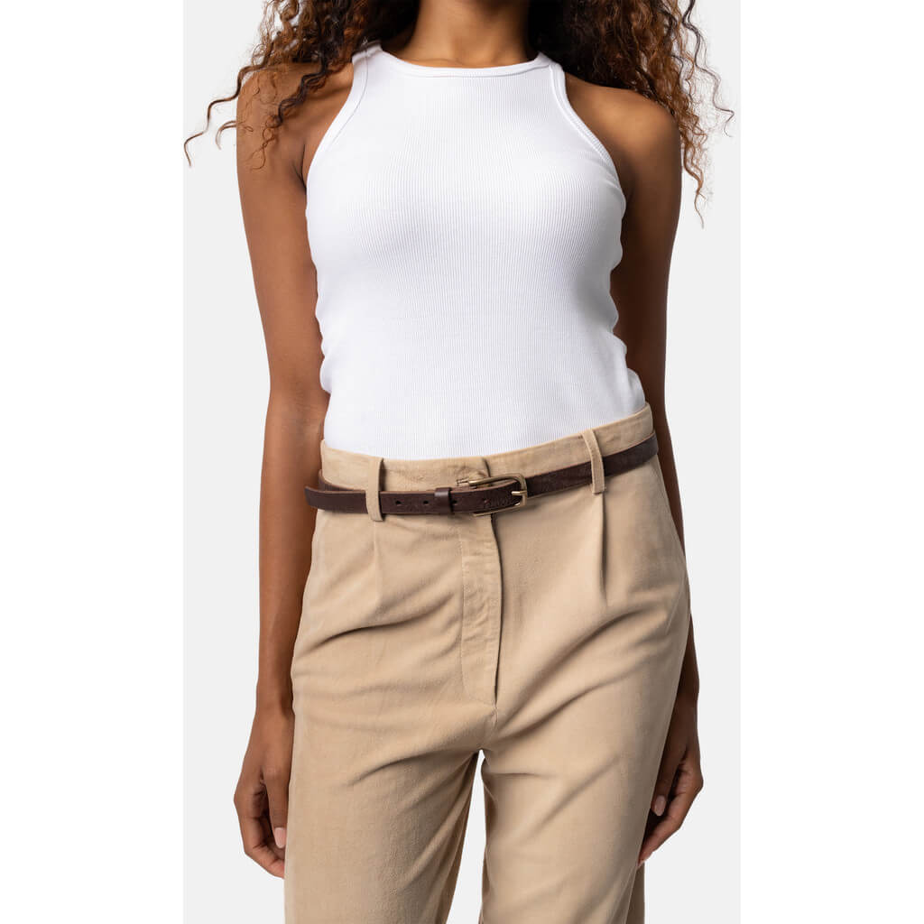 Re:Designed skindbælte Jeanne Smalt - brun