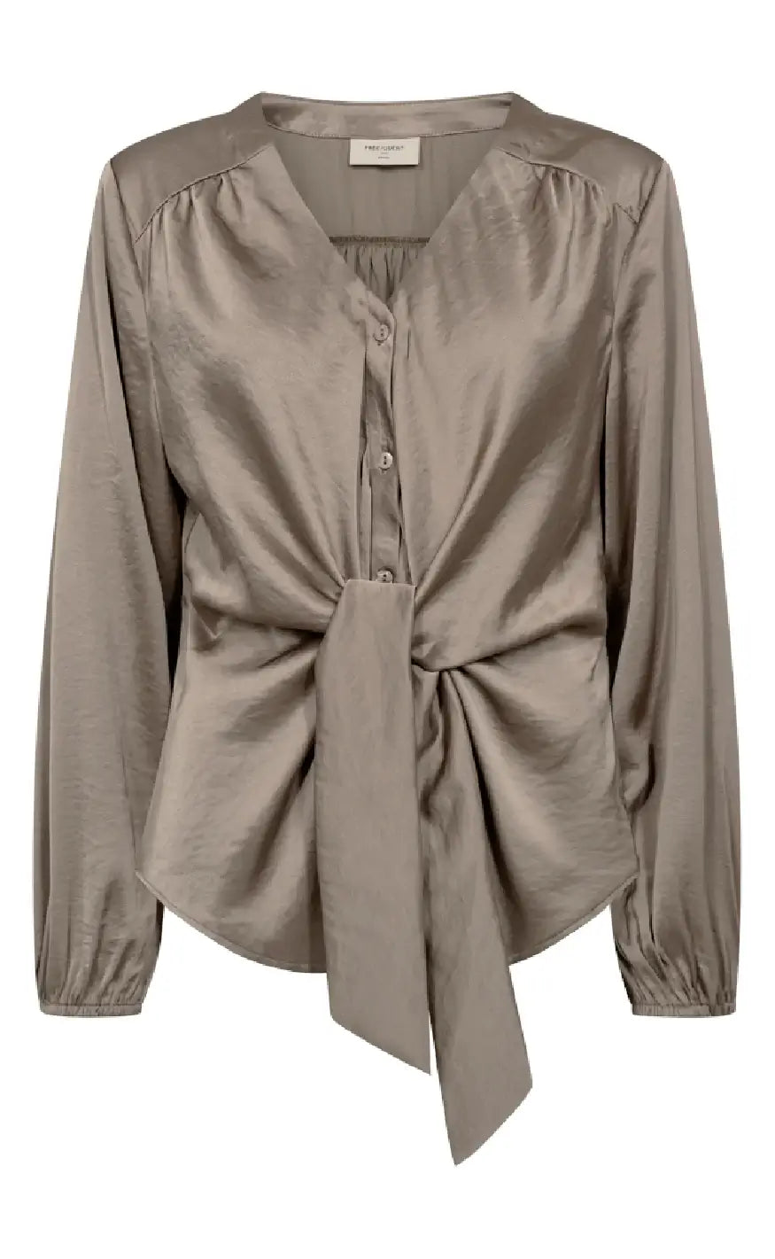 Freequent Dove skjorte m. knudedetalje - taupe