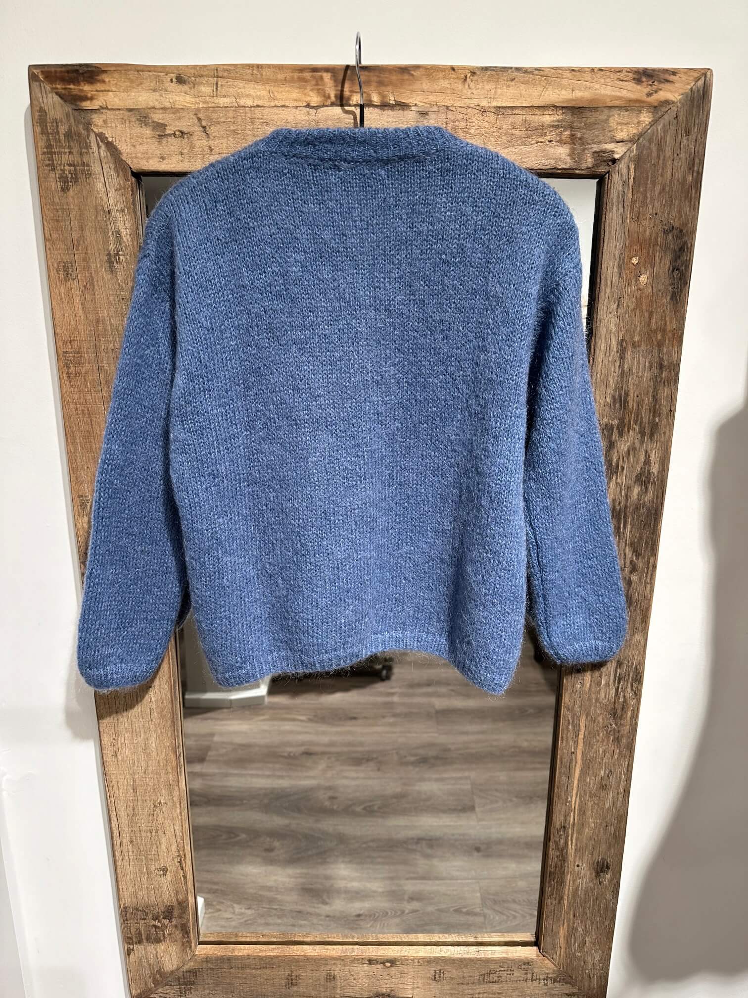 A taste of Fleurie mohair strikcardigan - jeansblå