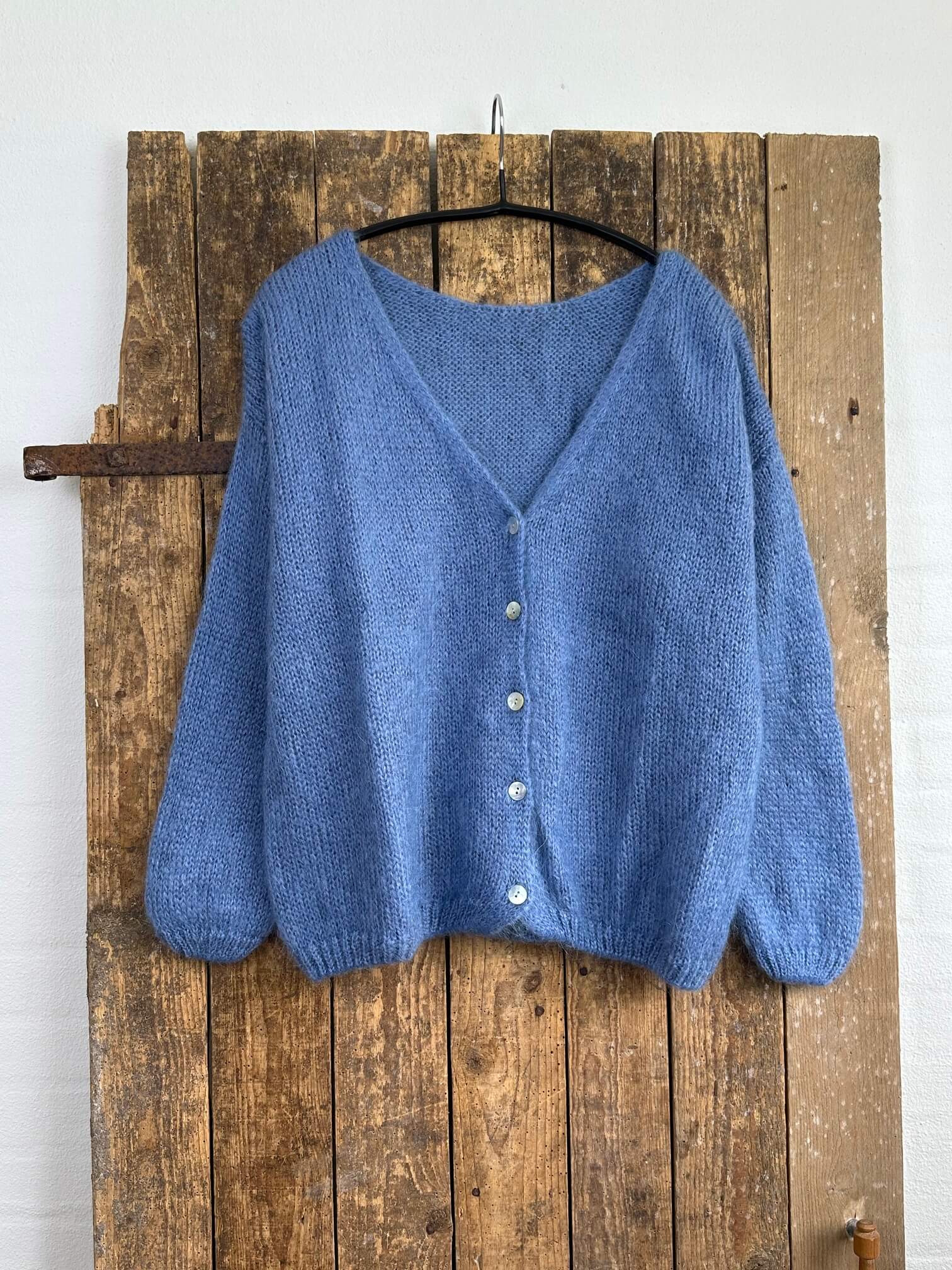 Delux Skagen mohair strikcardigan - jeansblå