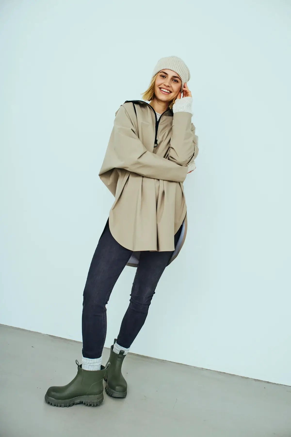 Freequent regn poncho - beige