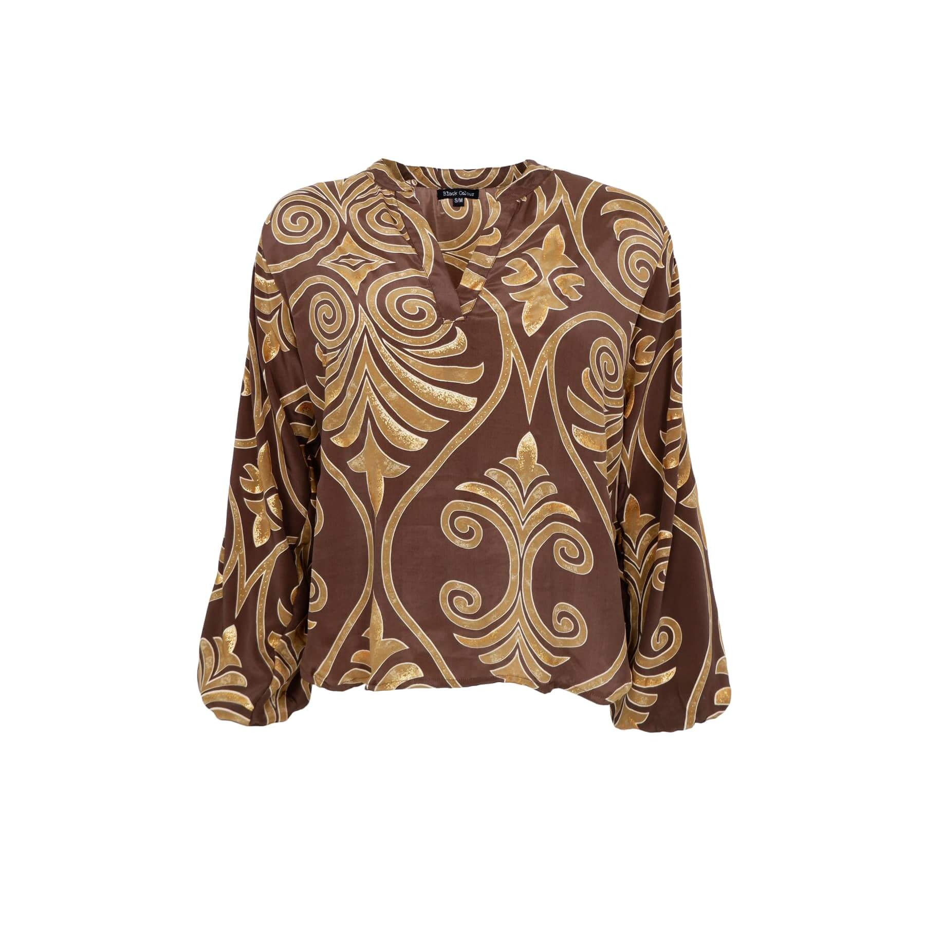 Black Colour Luna bluse - Brown Lotus