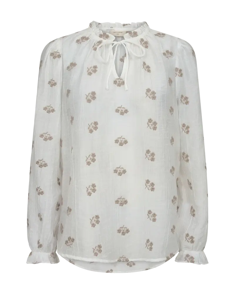 Freequent Wendy bluse m. blomsterbroder - hvid