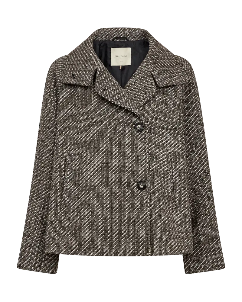 Freequent jakke / kort trenchcoat - brun & off-white