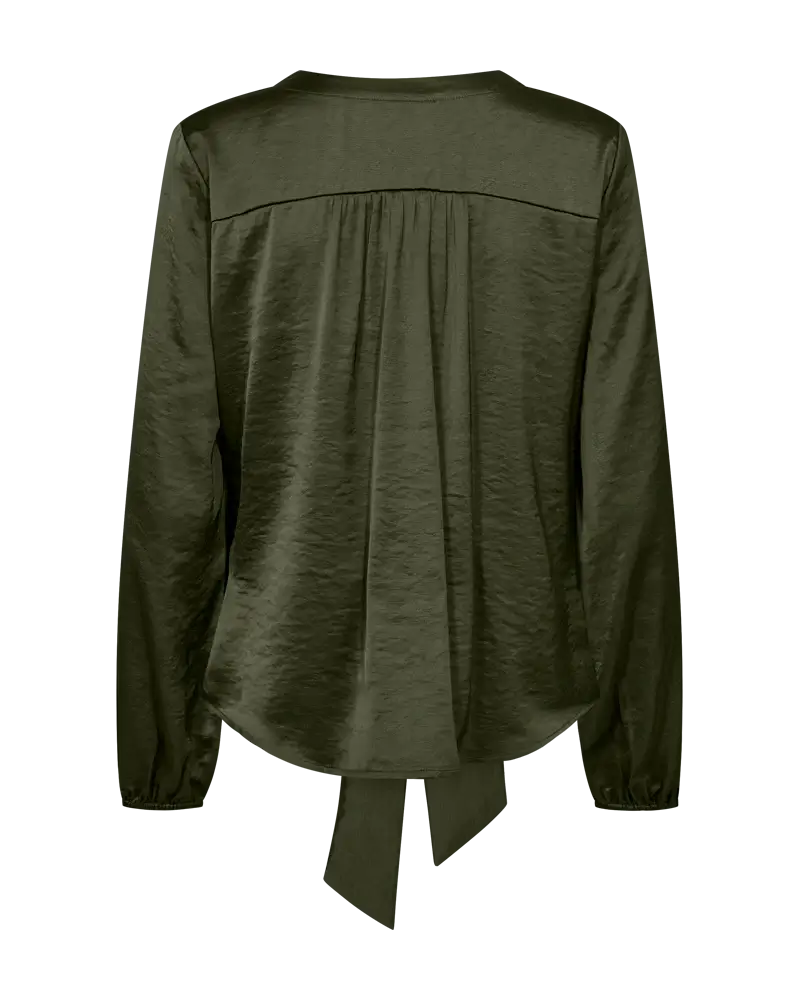 Freequent Dove skjorte m. knudedetalje - grøn