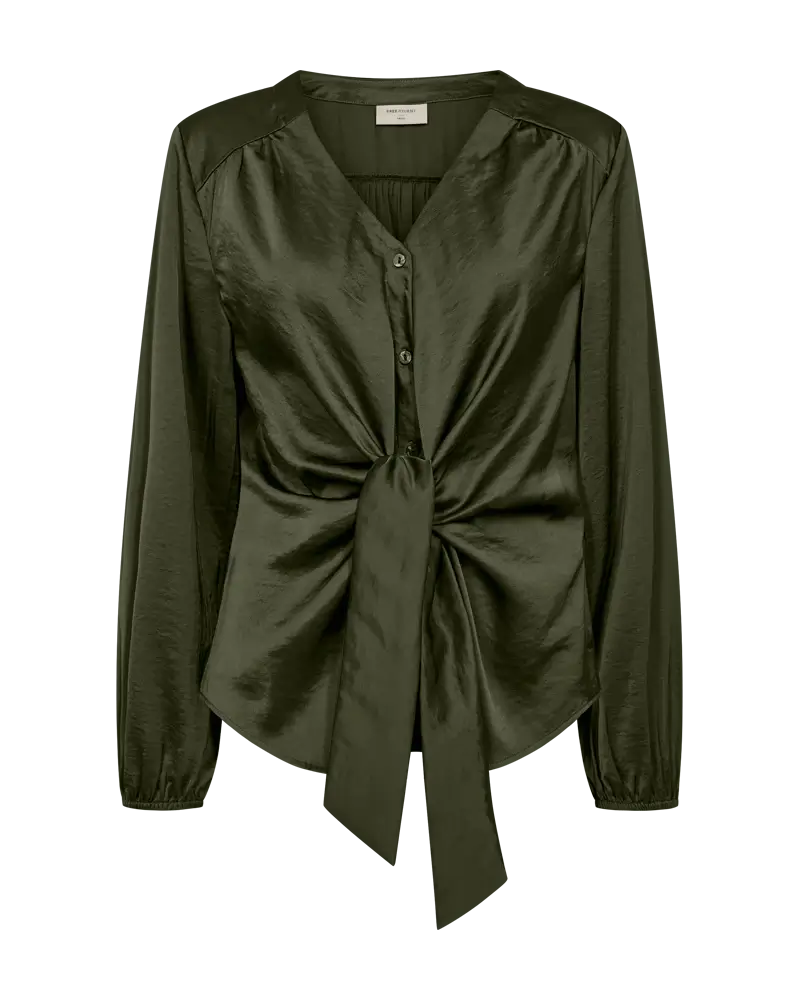 Freequent Dove skjorte m. knudedetalje - grøn