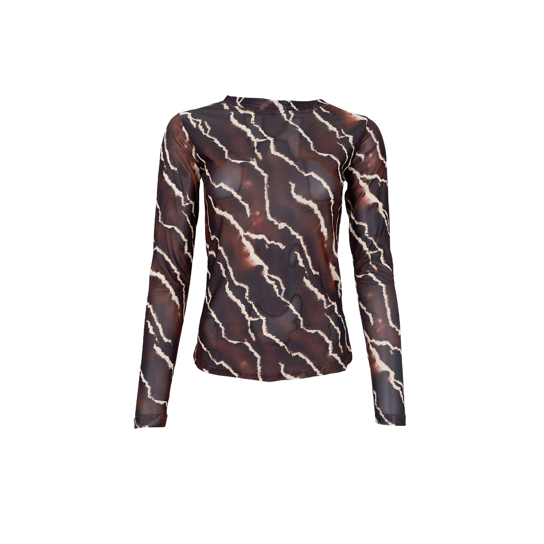 Black Colour marple mesh bluse - brun