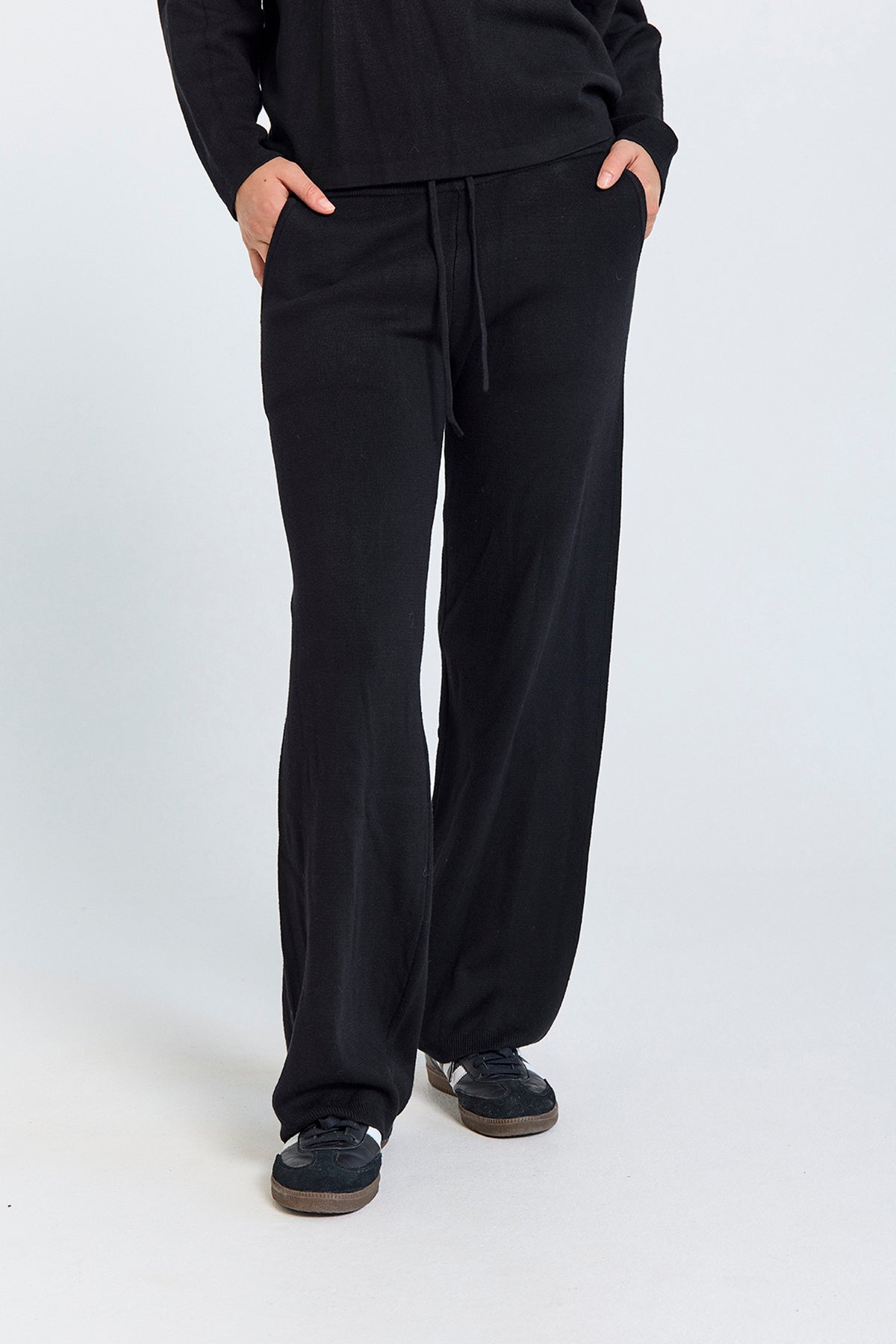 Freequent strikkede relax bukser - sort